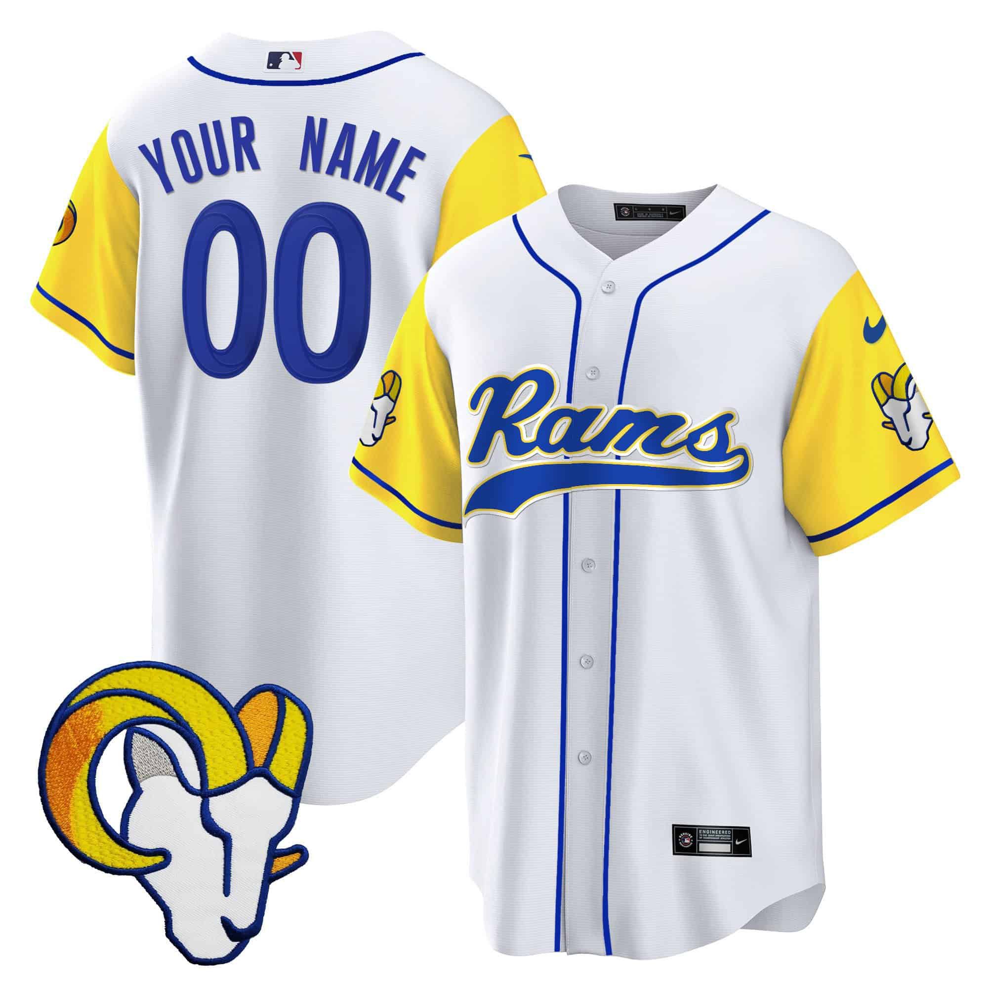 Men Los Angeles Rams White 2024 Nike Baseball Custom NFL Jersey